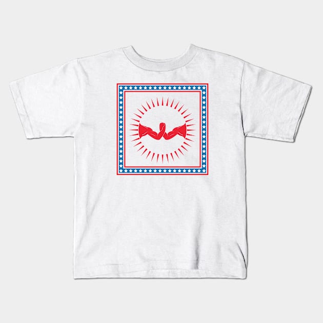 Patriotic Arm Wrestling Kids T-Shirt by HobbyAndArt